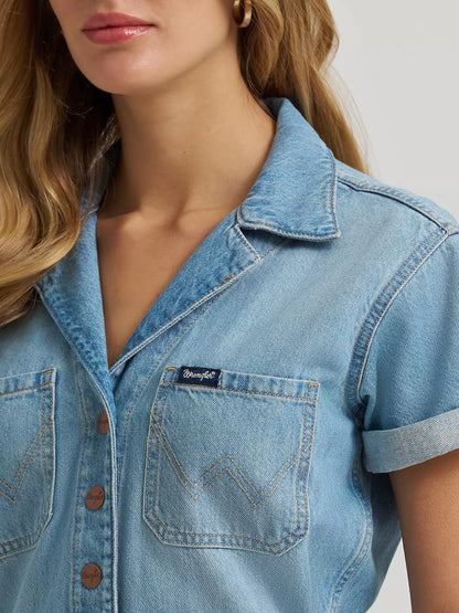 Wrangler Women’s Denim Snap Utility Romper 112379510