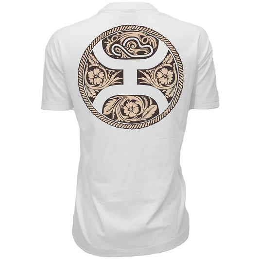 HOOEY LADIES "CONCHO" T-SHIRT CREAM W/TAN & BROWN LOGO