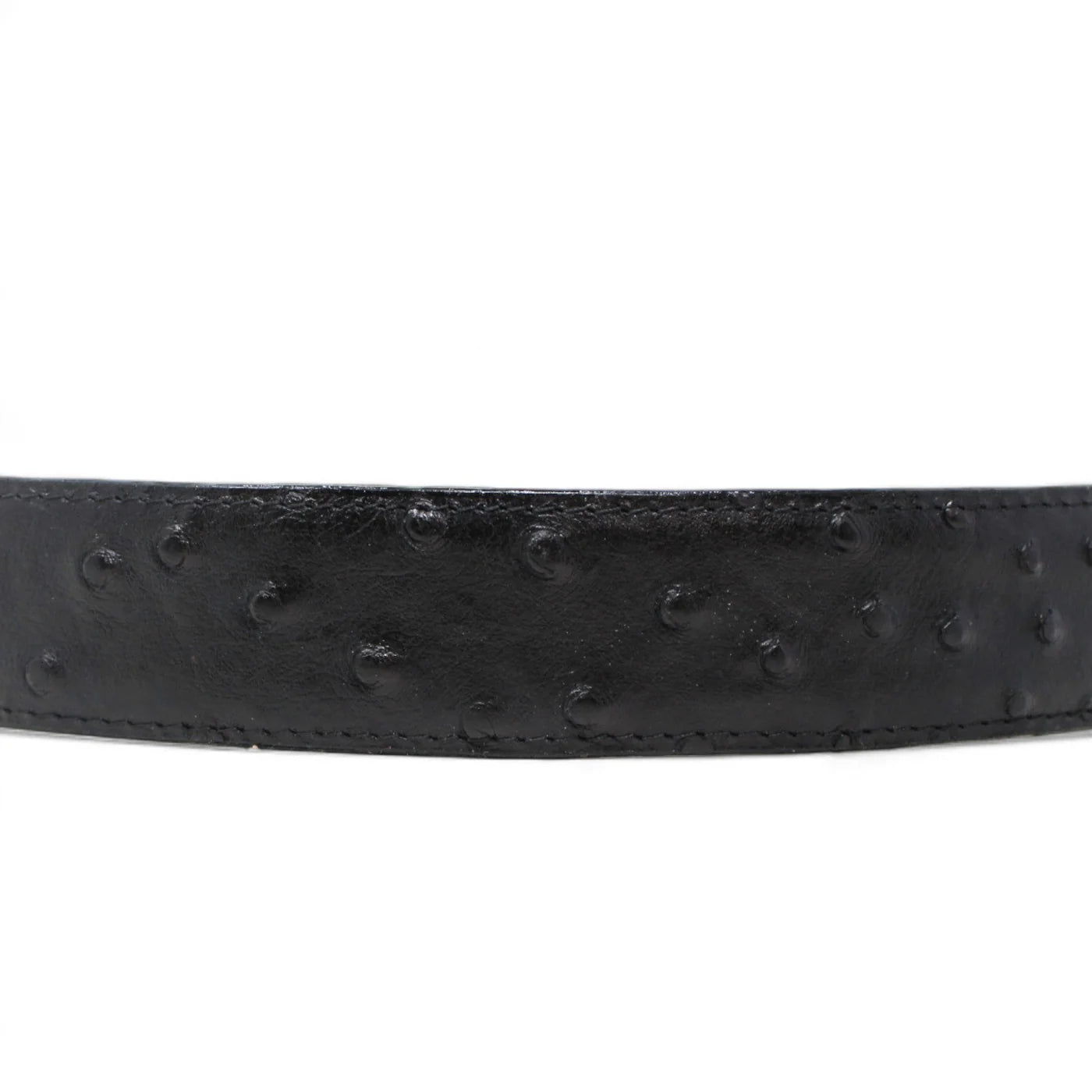 LEATHER OSTRICH PRINT TX METAL BUCKLE BELT BLACK - TANNER MARK
