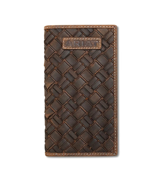 ARIAT ROEO BASKETWEAVE MEDIUM BROWN WALLET - A3567544