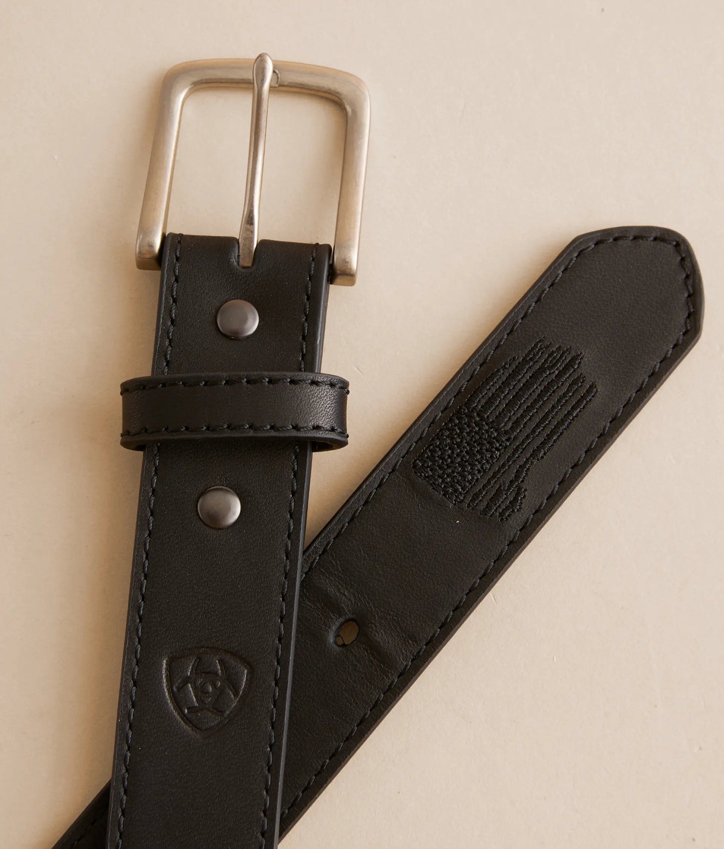 Ariat Boys Stitch USA Flag Shield Black Belt A1307401