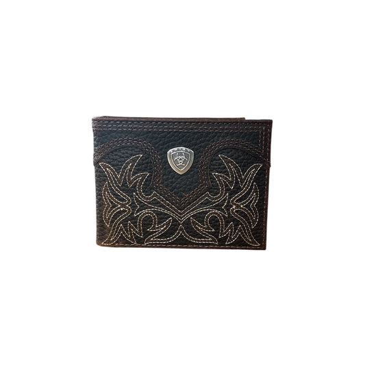 Ariat Men's Boot Stitch Bi-Fold Leather Wallet A3567902
