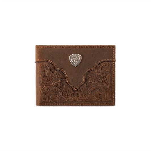 Ariat Men’s Brown Scroll Embossed Wallet A3569044