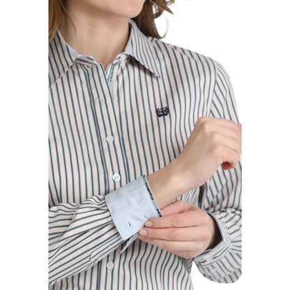 Cinch Ladies Multi Stripe Print Button Down Shirt MSW9165088