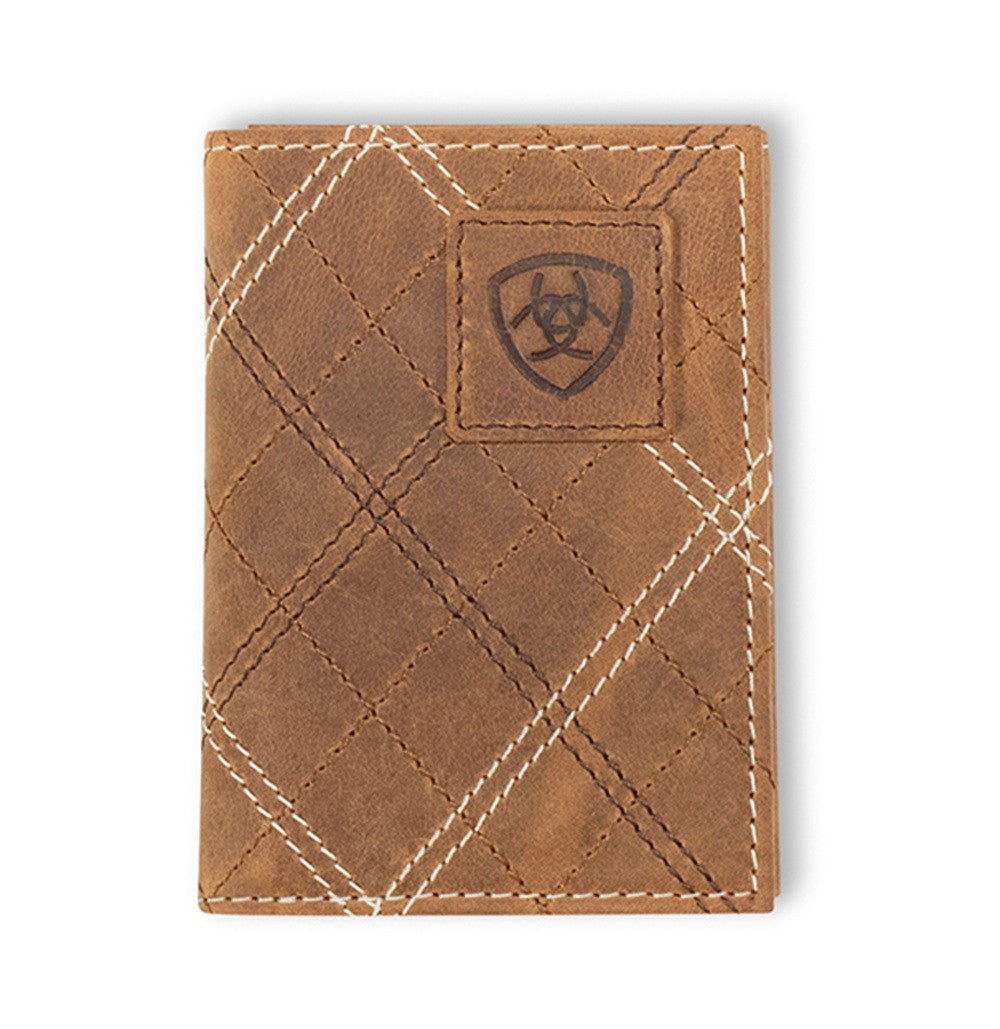 ARIAT TRIFOLD CROSS STITCH PATCH TAN - WALLET - A3563044