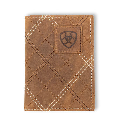 ARIAT TRIFOLD CROSS STITCH PATCH TAN - WALLET - A3563044