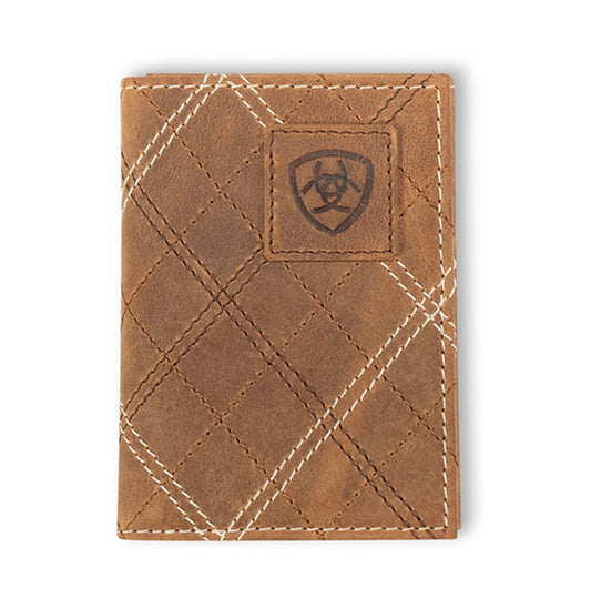 ARIAT TRIFOLD CROSS STITCH PATCH TAN - WALLET - A3563044