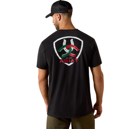 ARIAT HORSESHOE SHIELD BLACK - MENS TEE - 10054357
