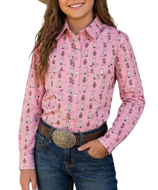 Panhandle Slim Girls' Snap Front Shirt Pink LGN2S09279