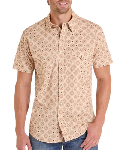 Rock&Roll Men’s Brown Aztec Short Sleeve Shirt BMN3S08667