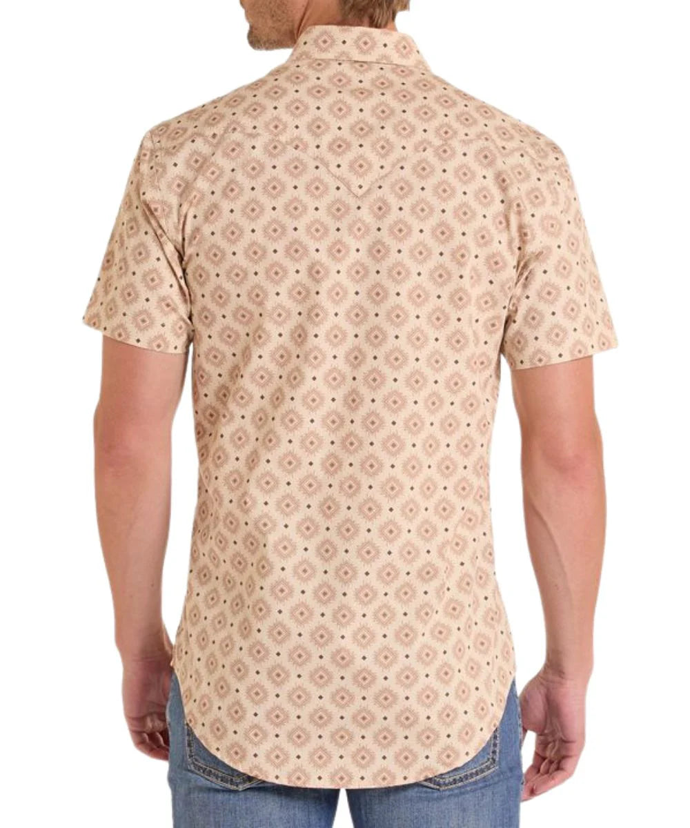 Rock&Roll Men’s Brown Aztec Short Sleeve Shirt BMN3S08667
