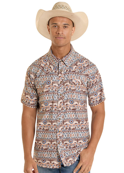 Rock&Roll Men’s Tek Ripstop novelty Natural SS Shirt BMN3S08689