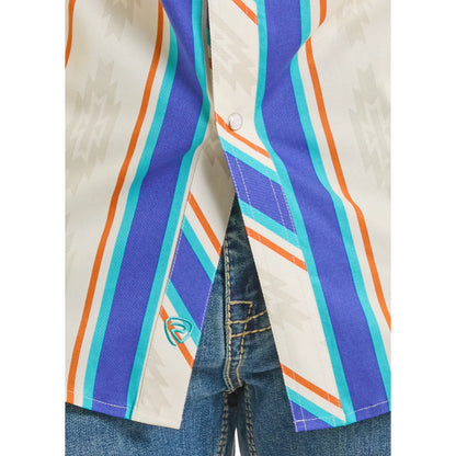 Rock & Roll Denim Men's Striped Brushed Popper Snap Shirt BMN3S08657