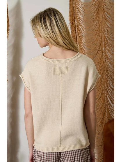 J.O.A Women’s Western Embroidery Short Sleeve Knit Sweater J6ST1079