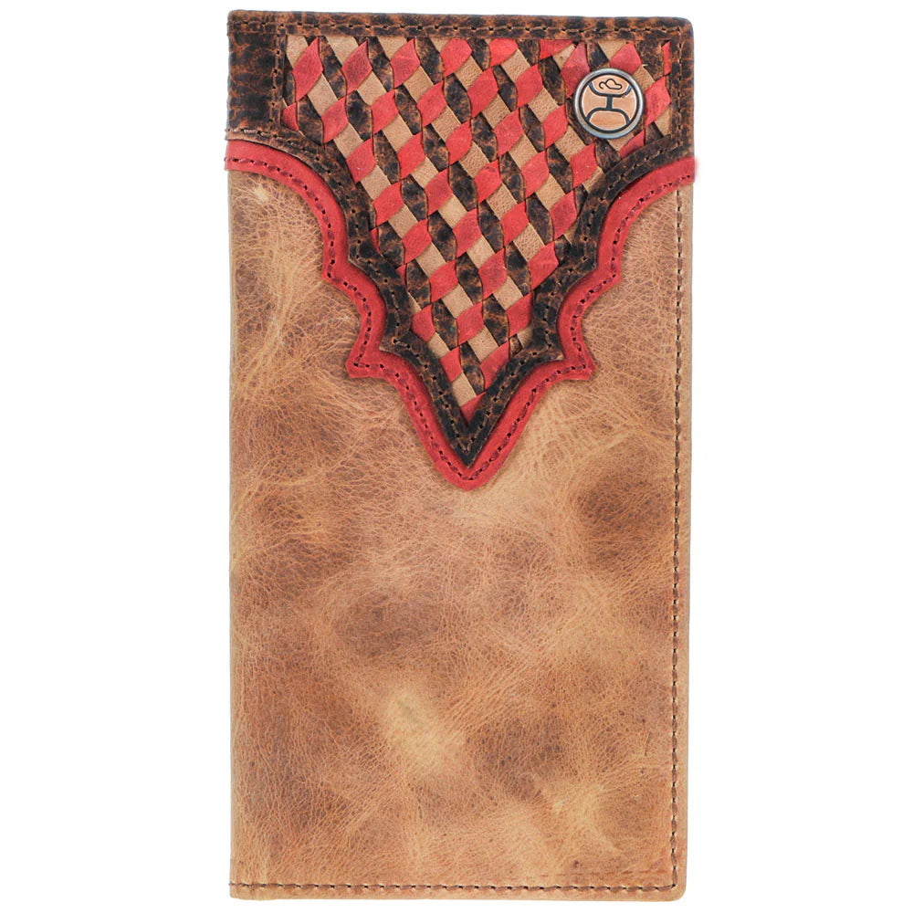 Hooey Whip Smooth Tan W/Tri Color Woven Leather Rodeo wallet