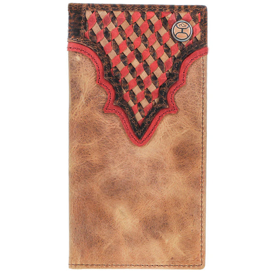 Hooey Whip Smooth Tan W/Tri Color Woven Leather Rodeo wallet