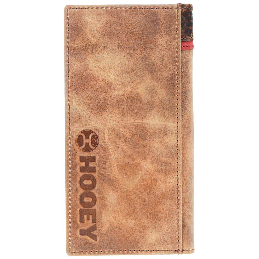 Hooey Whip Smooth Tan W/Tri Color Woven Leather Rodeo wallet