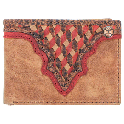 Hooey Whip Smooth Tan W/Aztec Print Front Pocket bifold Wallet