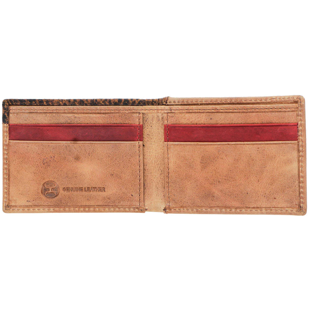 Hooey Whip Smooth Tan W/Aztec Print Front Pocket bifold Wallet