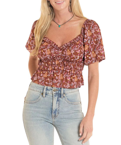 Rock & Roll Cowgirl Women's Floral Blouse BW51T08800
