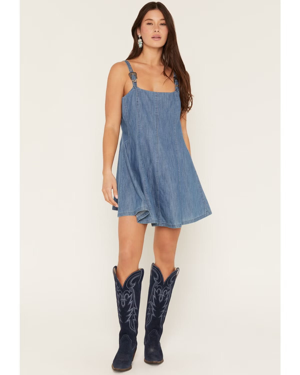 Rock & Roll Denim Women’s Sleeveless buckle Denim Mini Dress BWD0R08788