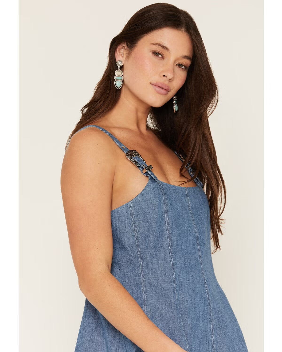 Rock & Roll Denim Women’s Sleeveless buckle Denim Mini Dress BWD0R08788