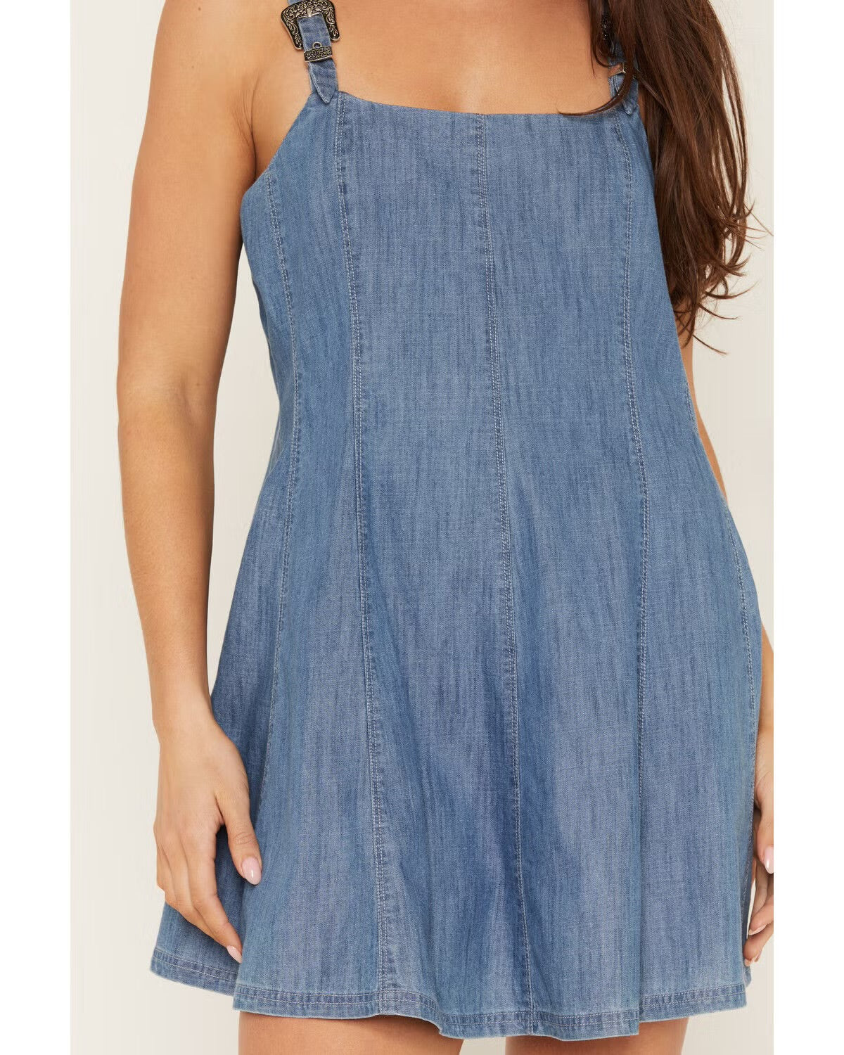 Rock & Roll Denim Women’s Sleeveless buckle Denim Mini Dress BWD0R08788