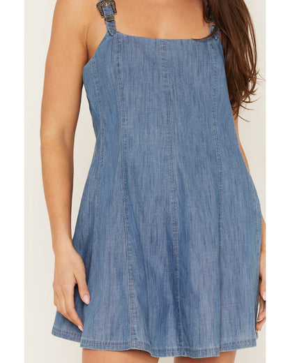 Rock & Roll Denim Women’s Sleeveless buckle Denim Mini Dress BWD0R08788