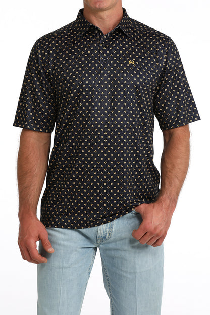 Cinch Men’s  Navy Yellow Print Polo MTK1865045