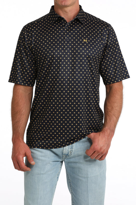 Cinch Men’s  Navy Yellow Print Polo MTK1865045