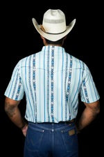 Ferrel Men’s The Post In Blue Short Sleeve Pearl Snap FPS1026032