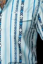 Ferrel Men’s The Post In Blue Short Sleeve Pearl Snap FPS1026032