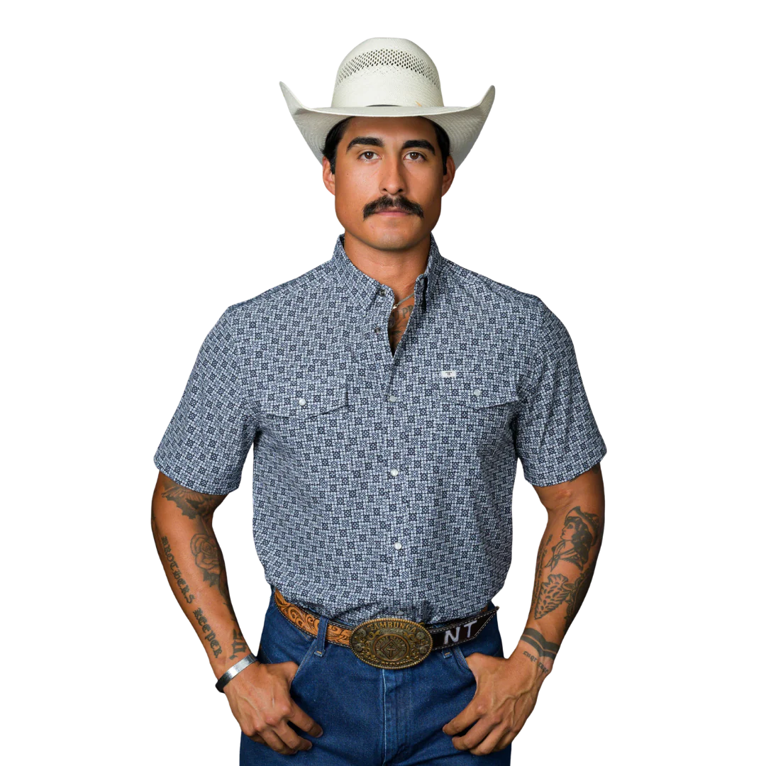 Ferrel Men’s The Colton In Blue Short Sleeve Pearl Snap FPS1026016