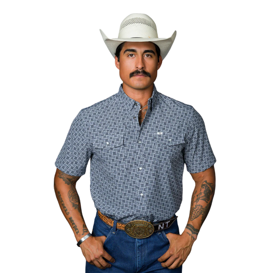Ferrel Men’s The Colton In Blue Short Sleeve Pearl Snap FPS1026016
