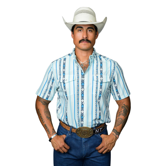 Ferrel Men’s The Post In Blue Short Sleeve Pearl Snap FPS1026032