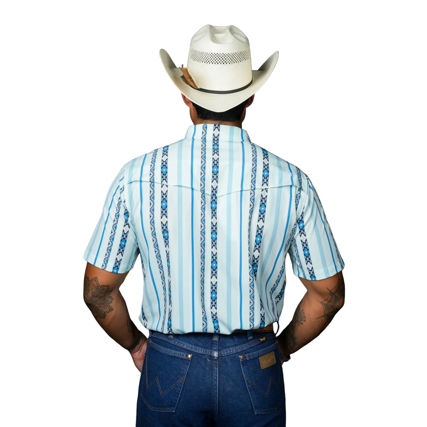 Ferrel Men’s The Post In Blue Short Sleeve Pearl Snap FPS1026032