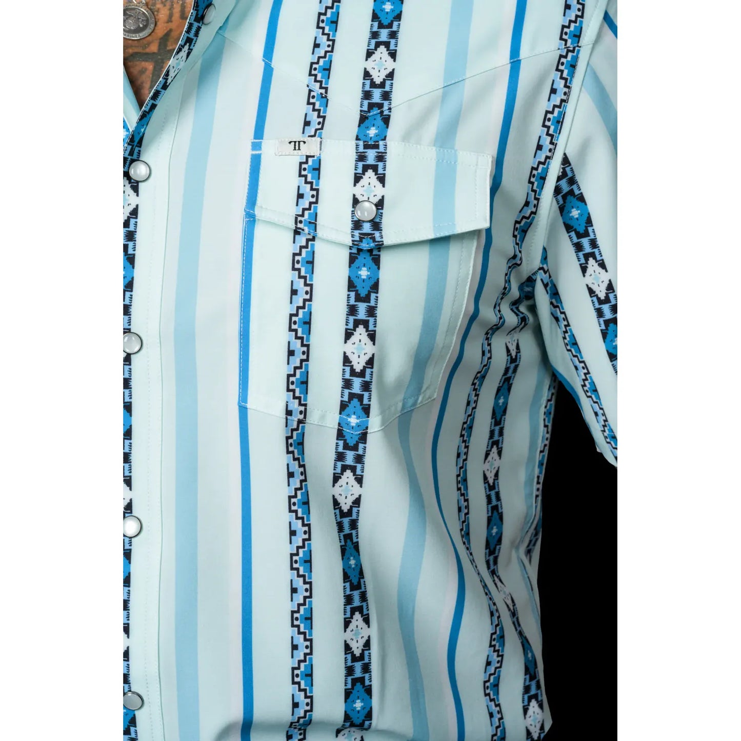 Ferrel Men’s The Post In Blue Short Sleeve Pearl Snap FPS1026032