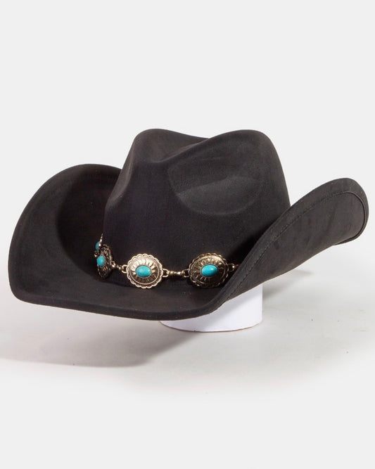 Fame Women’s Black W/Turquoise Felt Hat OS MMT9631SBK