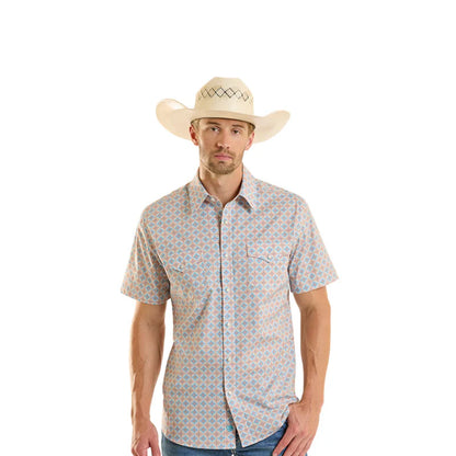 Rock&Roll Men’s Medallion Print SS Snap Shirt BMN3S08670