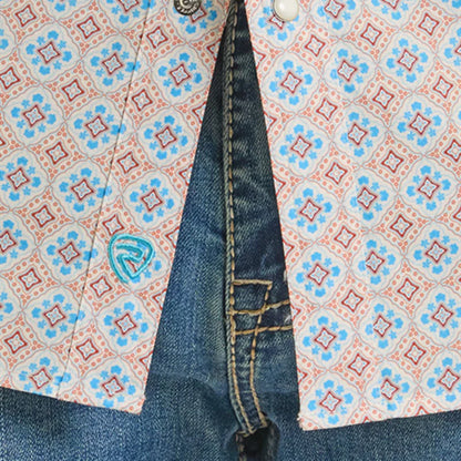 Rock&Roll Men’s Medallion Print SS Snap Shirt BMN3S08670