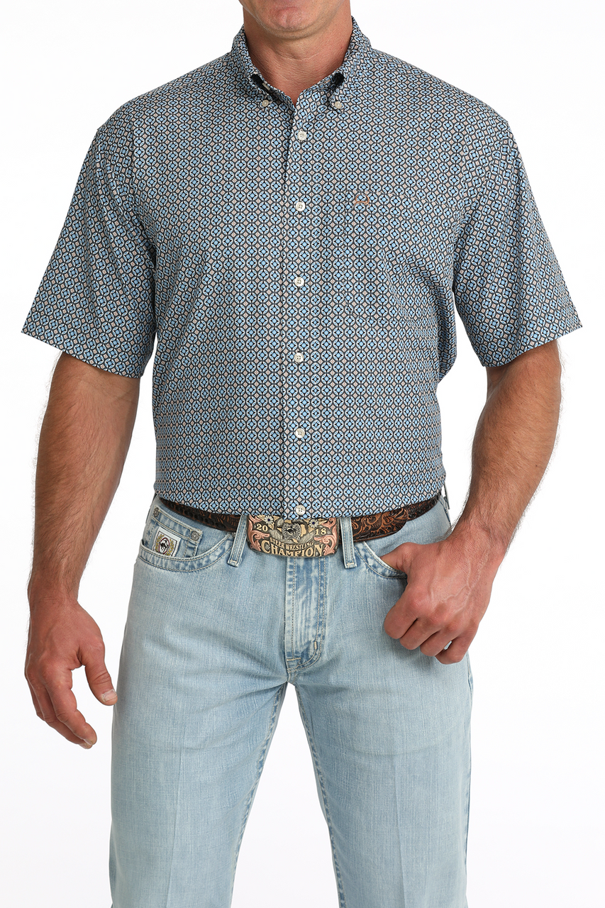 Cinch Men’s  ArenaFlex Blue Print SS Shirt MTW1704177