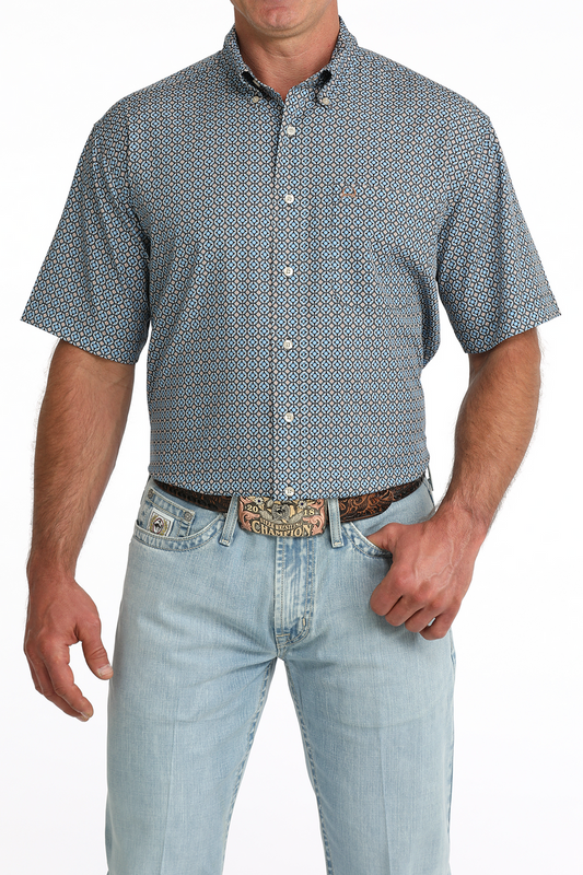 Cinch Men’s  ArenaFlex Blue Print SS Shirt MTW1704177