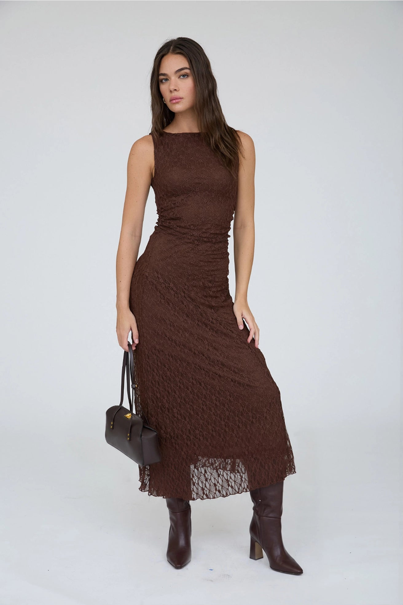 The Workshop Women’s Lace Ruched Detail Tank Midi Dress TW2299