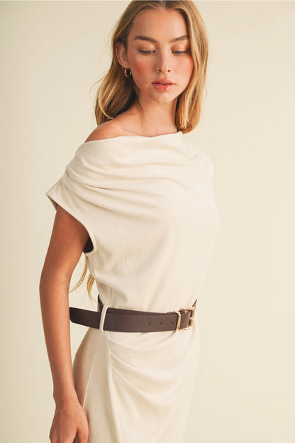 Mustard Seeds Women’s Sueded Knit Asymmetric Cowl Dress S26669