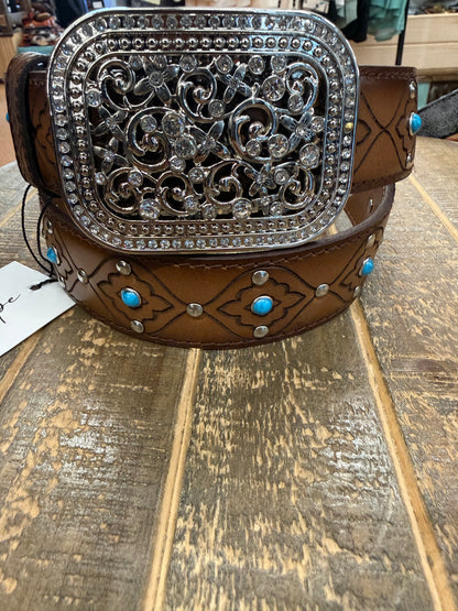 LongRope Women’s Honey/Turquoise Belt 009LR-HONEY