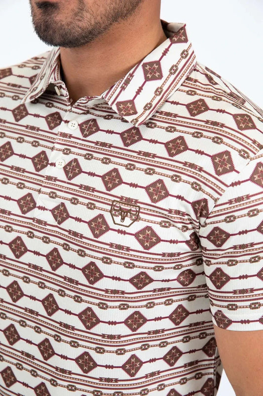 Platini Men’s Performance Fabric Modern Fit Stretch Aztec Print Polo PGP11433