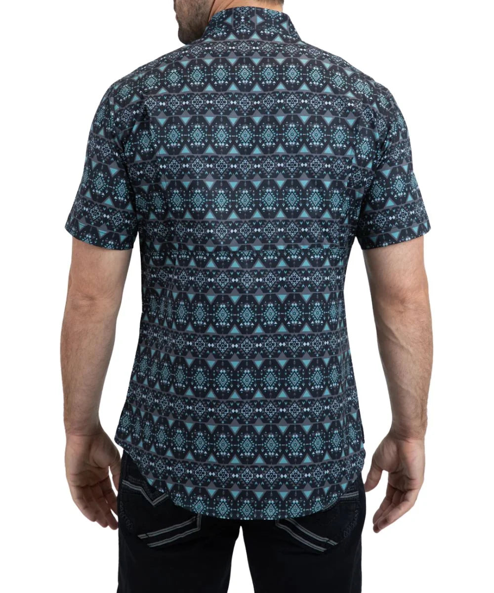 Platini Men's Teal Performance Button Down Shirt PGS11119