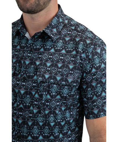 Platini Men's Teal Performance Button Down Shirt PGS11119