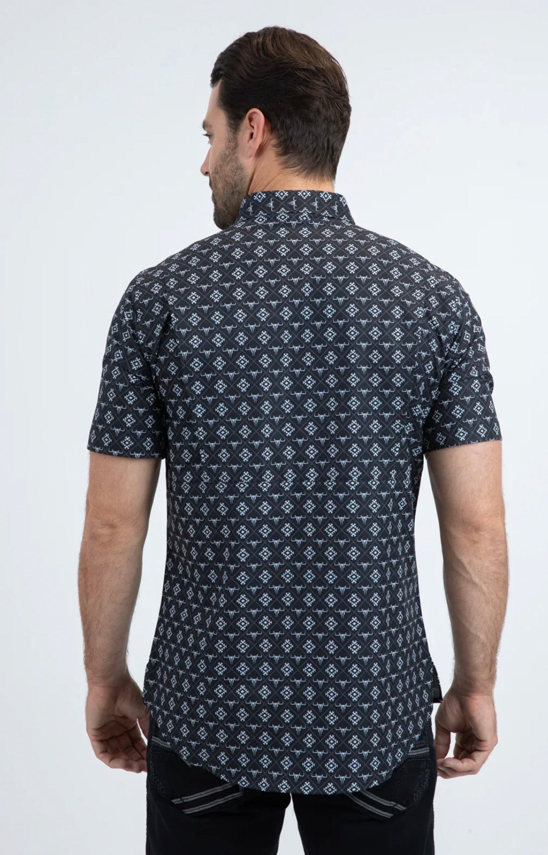Platini Mens Performance Classic Fit Short Sleeve Black Shirt PGS11113