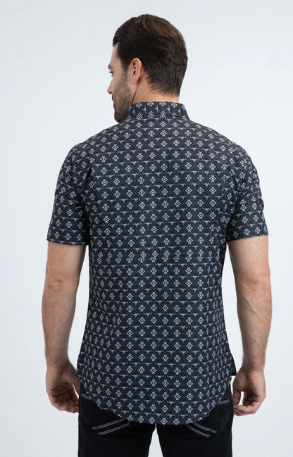 Platini Mens Performance Classic Fit Short Sleeve Black Shirt PGS11113
